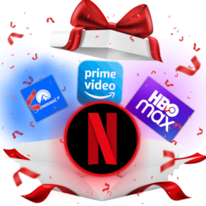 1Mês de assinatura Netflix+Amazon+HBO+Paramount